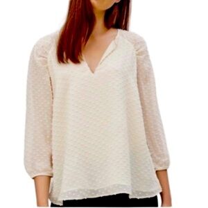Aritzia Babaton With Silk "Augusta" Swiss Dot Blouse Sz S Ivory Dainty